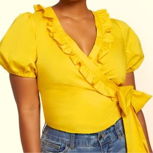 Nwt Ruffled Poplin Tie-Waist Shirt - 7th Avenue